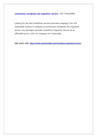customized wordpress site migration service
