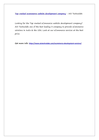 top ranked ecommerce website development company