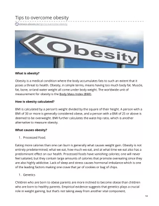 TIPS TO OVERCOME OBESITY