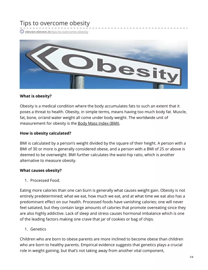 tips to overcome obesity