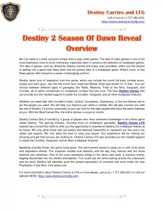 Destiny 2 Season Of Dawn