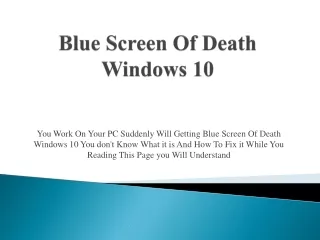 blue screen of death windows 10