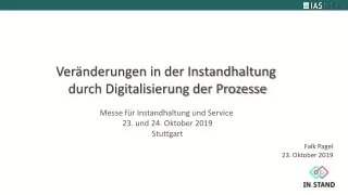 Digitalisierung der Instandhaltungsprozesse - Messevortrag