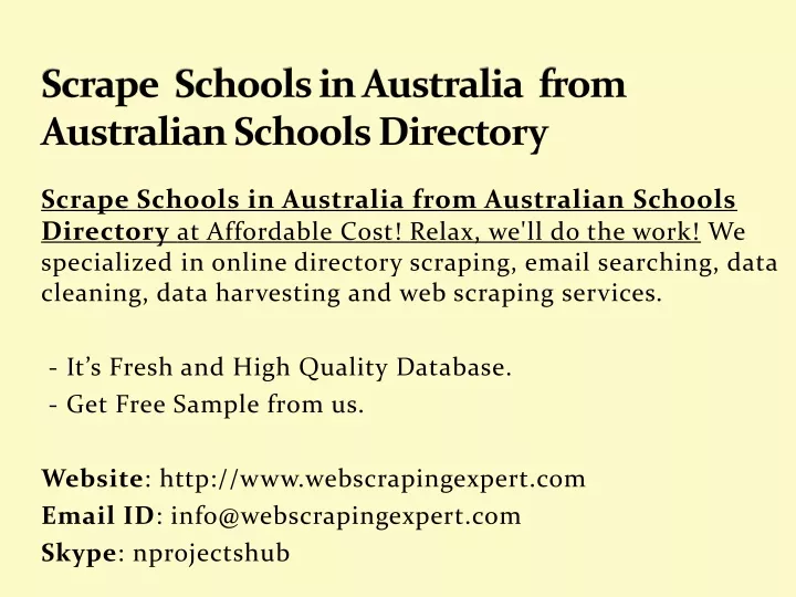 scrape schools in australia from australian schools directory