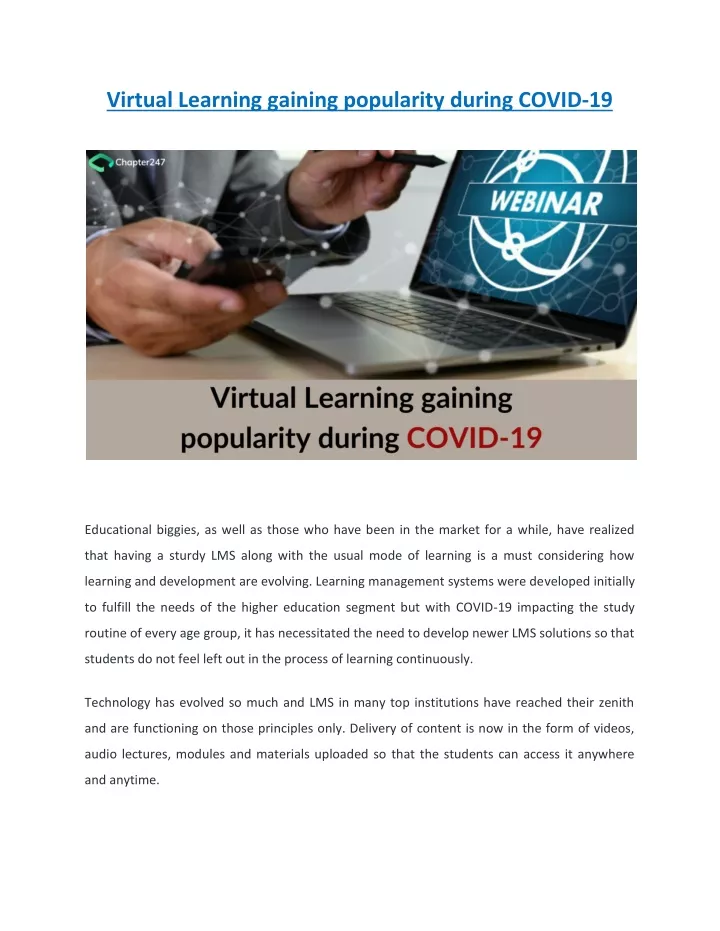 virtual learning gaining popularity during covid