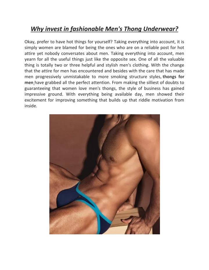 why invest in fashionable men s thong underwear