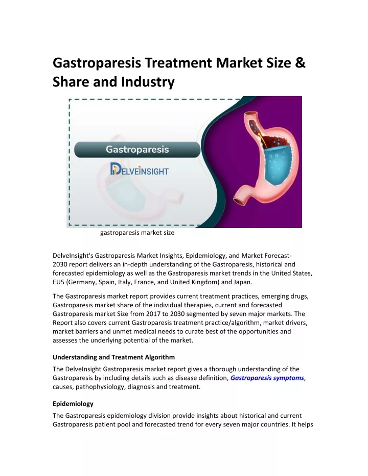 gastroparesis treatment market size share