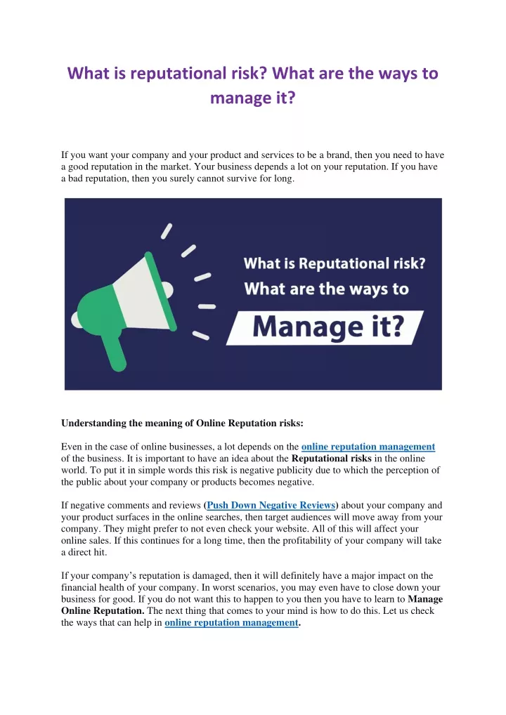 Ppt What Is Reputational Risk What Are The Ways To Manage It Powerpoint Presentation Id