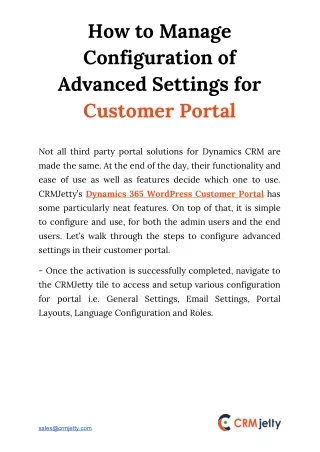 how to manage configuration of advanced settings