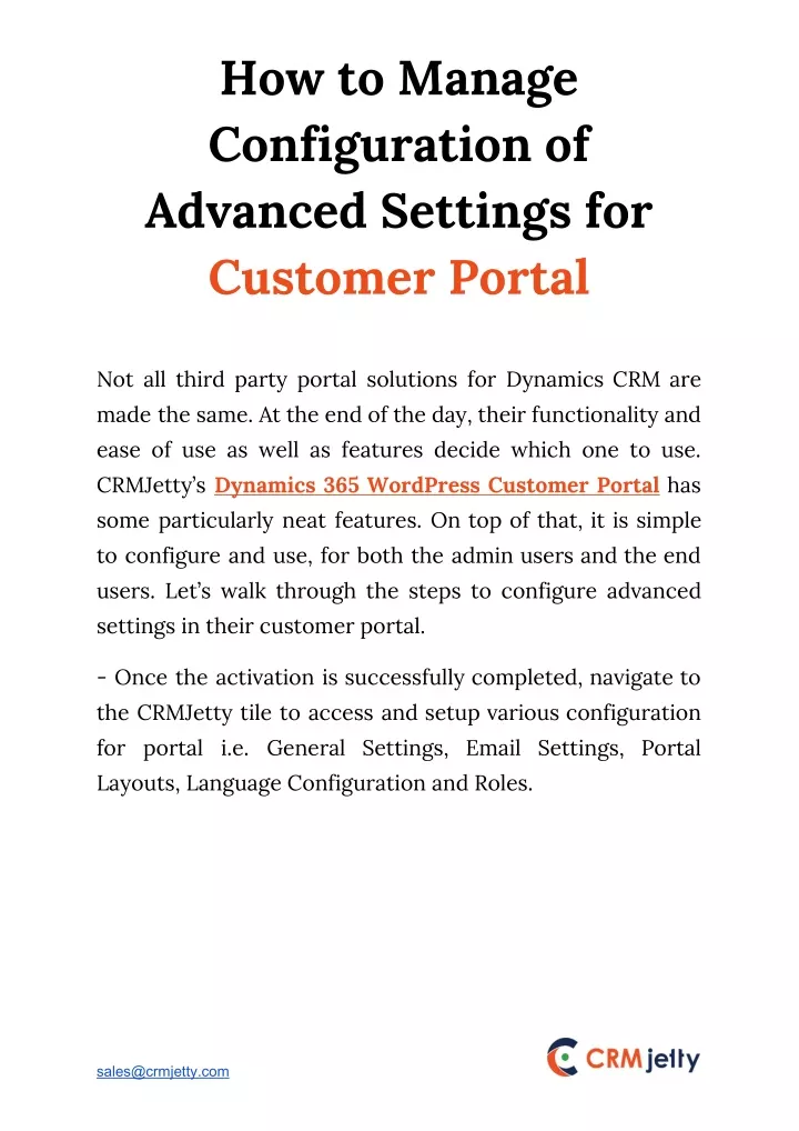how to manage configuration of advanced settings