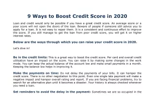 9 Ways to Boost to Credit Score in 2020 - CWC