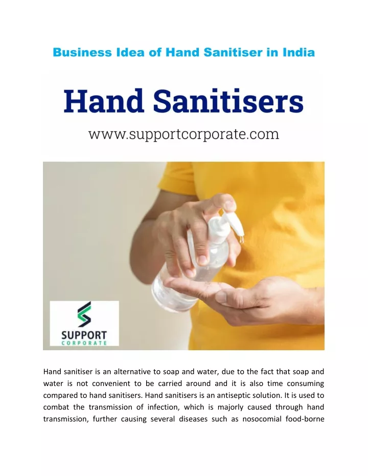 business idea of hand sanitiser in india
