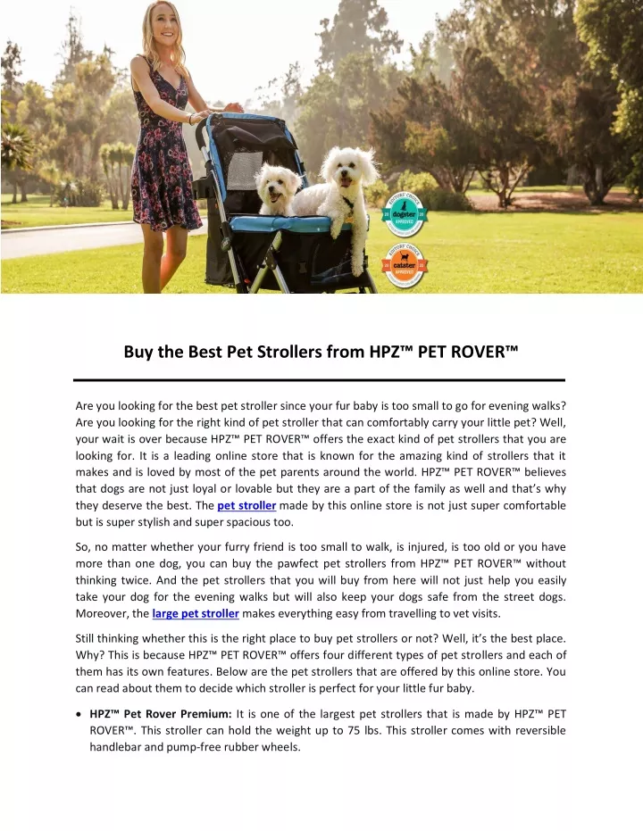 buy the best pet strollers from hpz pet rover
