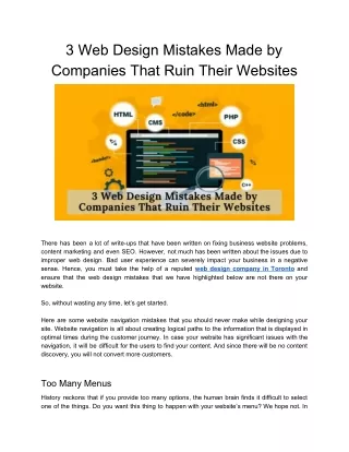 3 web design mistakes made by companies that ruin