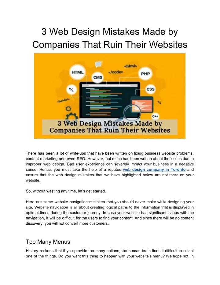 3 web design mistakes made by companies that ruin