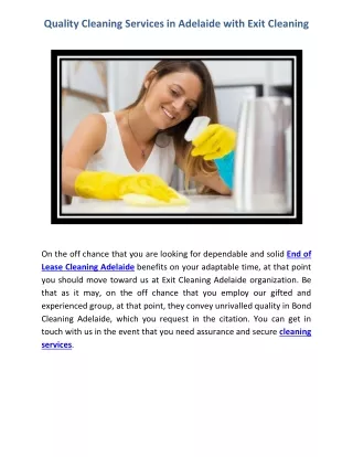 Quality Cleaning Services in Adelaide with Exit Cleaning