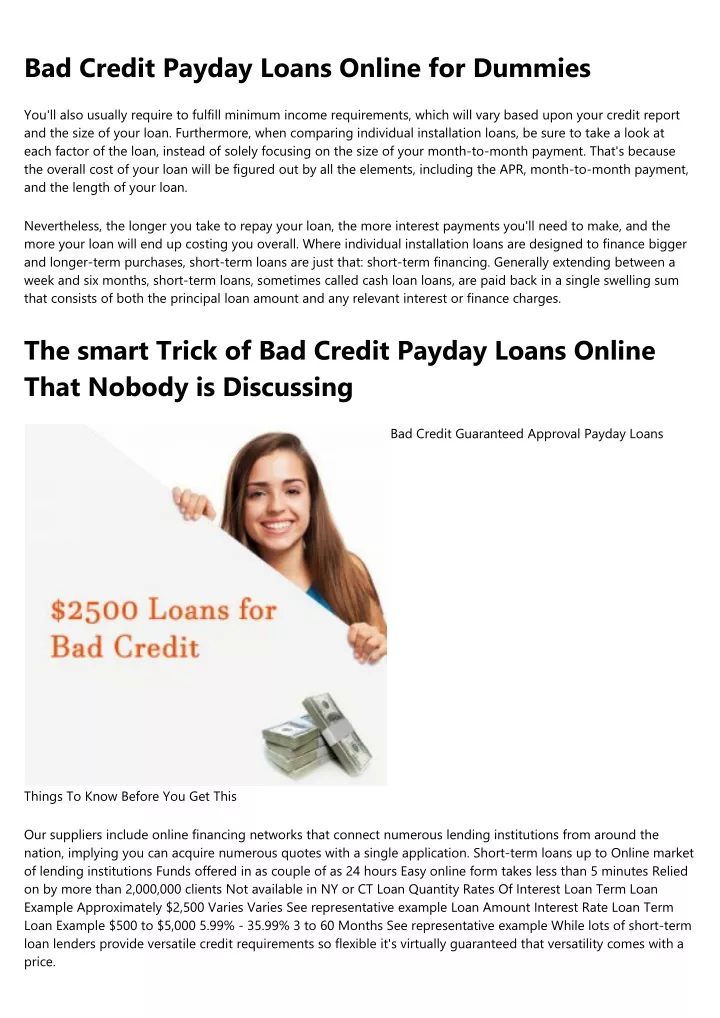 bad credit payday loans online for dummies