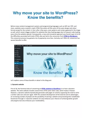 Why move your site to WordPress? Know the benefits?