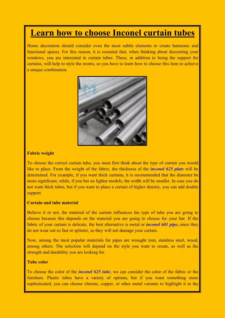 learn how to choose inconel curtain tubes