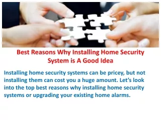 Best Reasons Why Installing Home Security System is A Good Idea