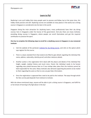 iflysingapore com learn to fly skydiving