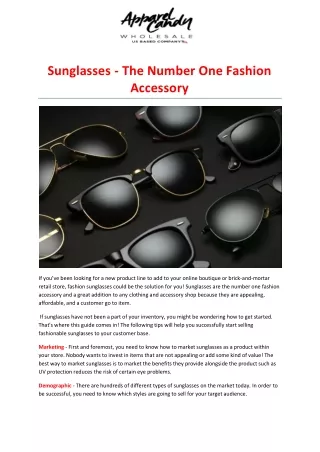 Sunglasses - The Number One Fashion Accessory