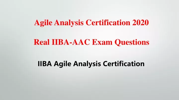 agile analysis certification 2020 real iiba