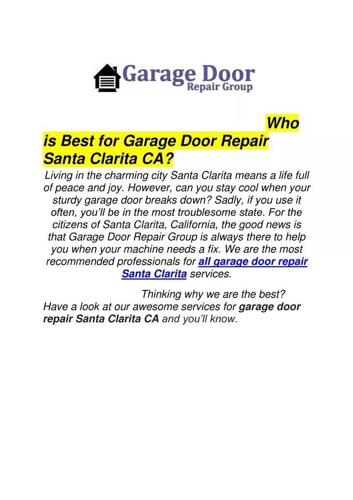 who is best for garage door repair santa clarita