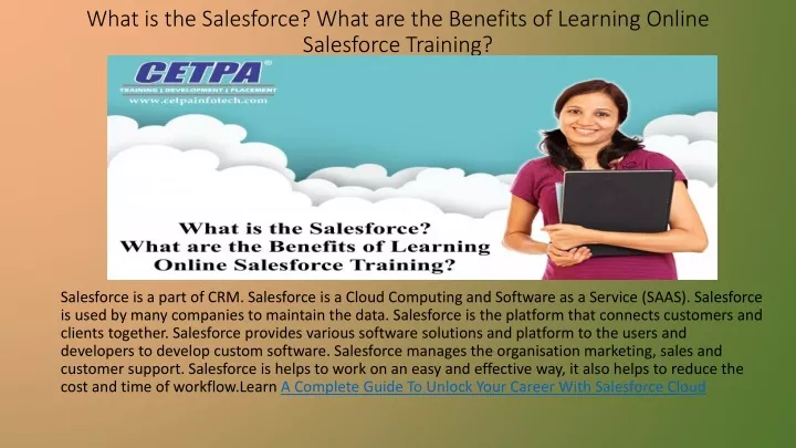 what is the salesforce what are the benefits of learning online salesforce training