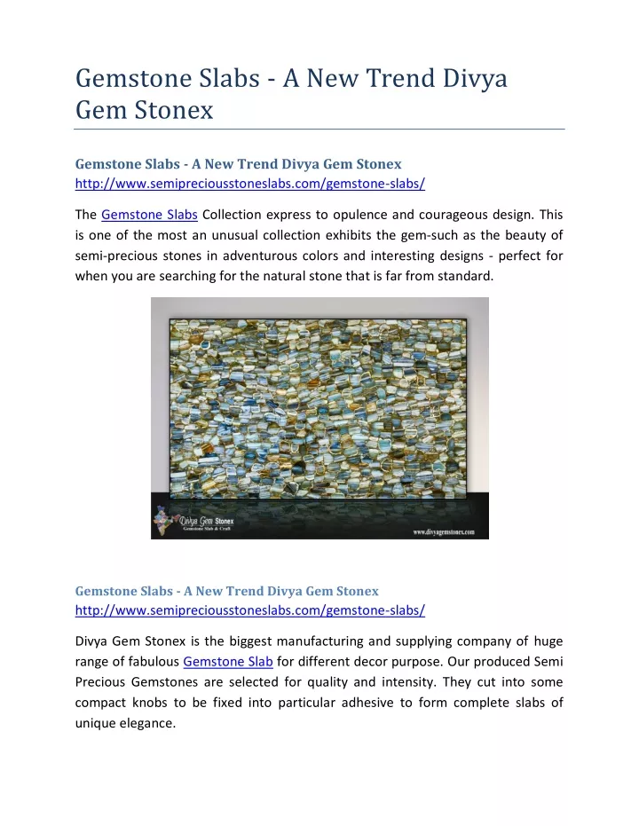 gemstone slabs a new trend divya gem stonex