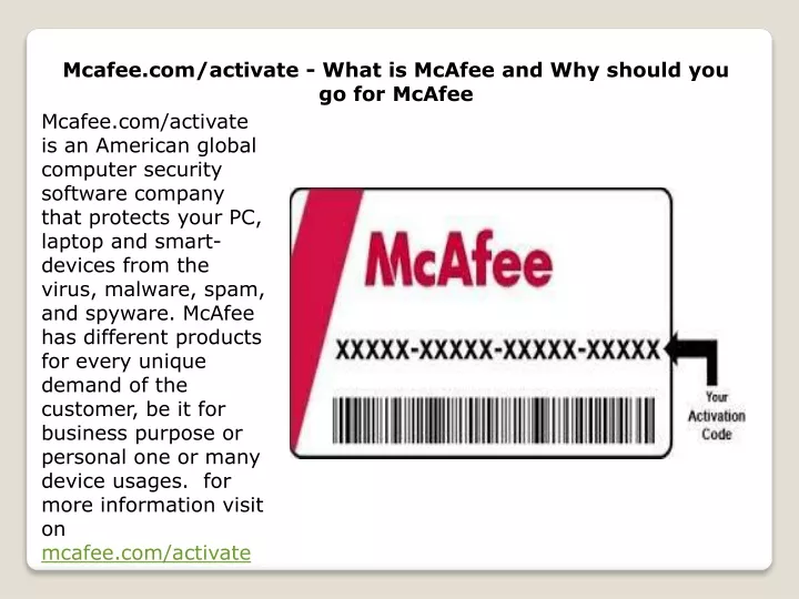 mcafee com activate what is mcafee and why should