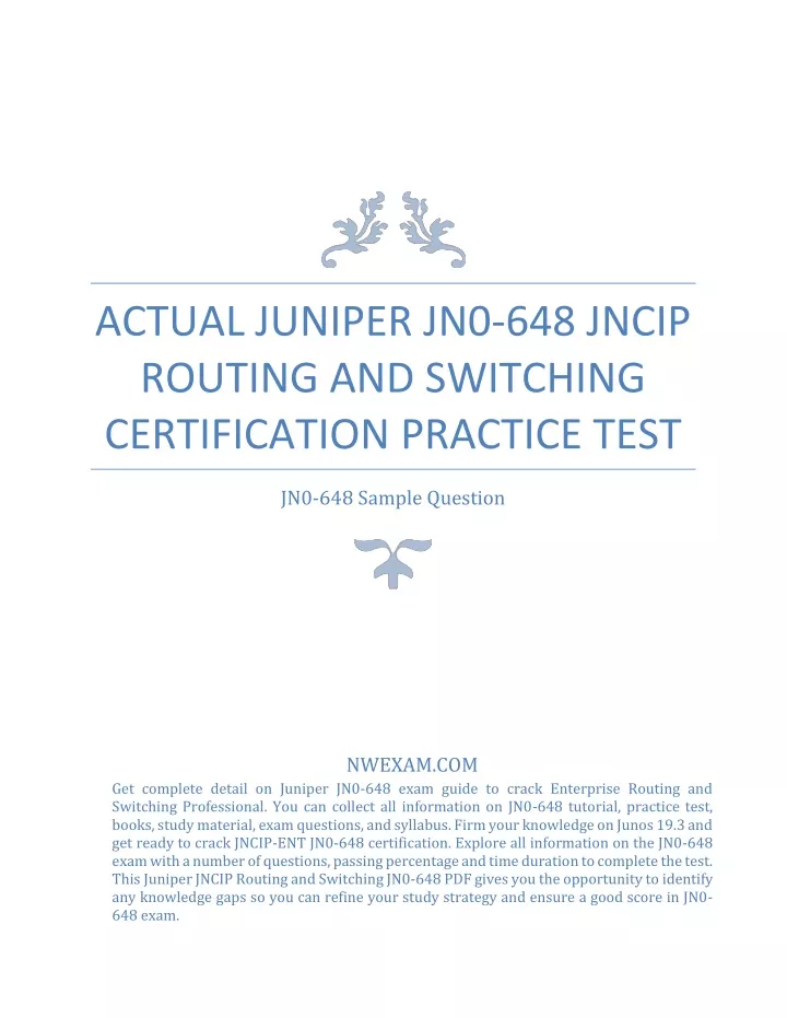 actual juniper jn0 648 jncip routing