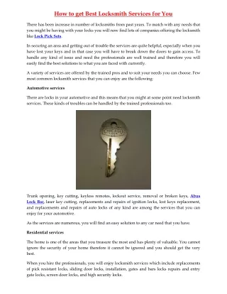 how to get best locksmith services for you