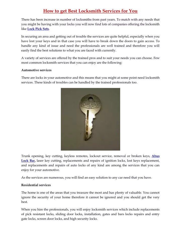 how to get best locksmith services for you
