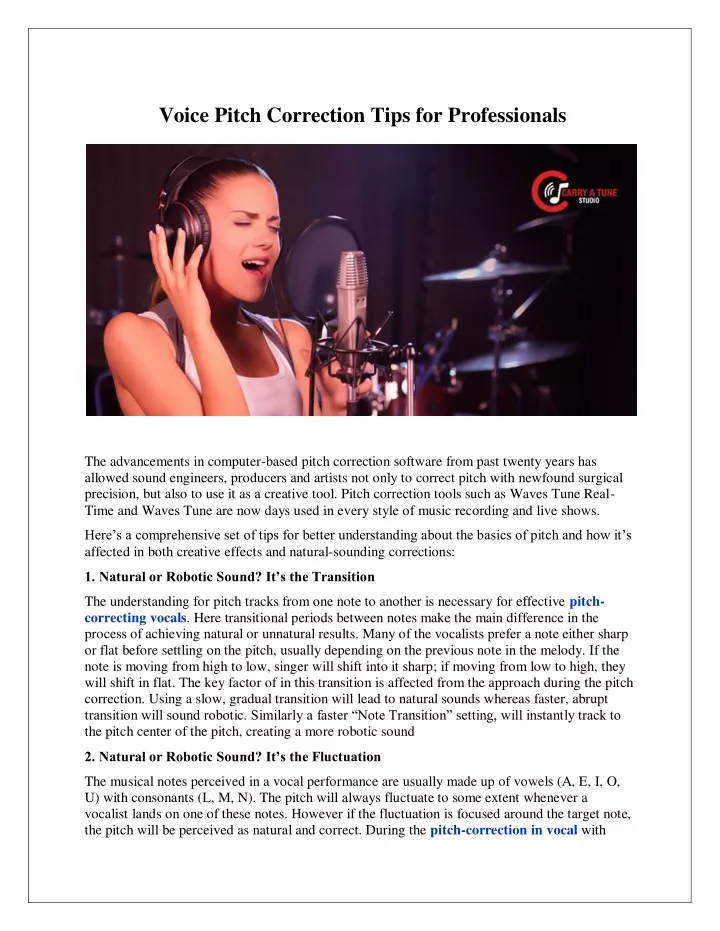 voice pitch correction tips for professionals
