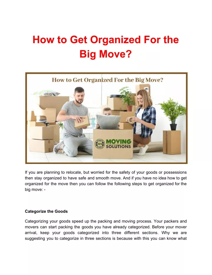 how to get organized for the big move