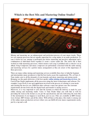 which is the best mix and mastering online studio