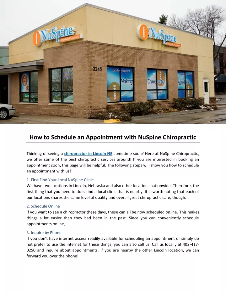 how to schedule an appointment with nuspine
