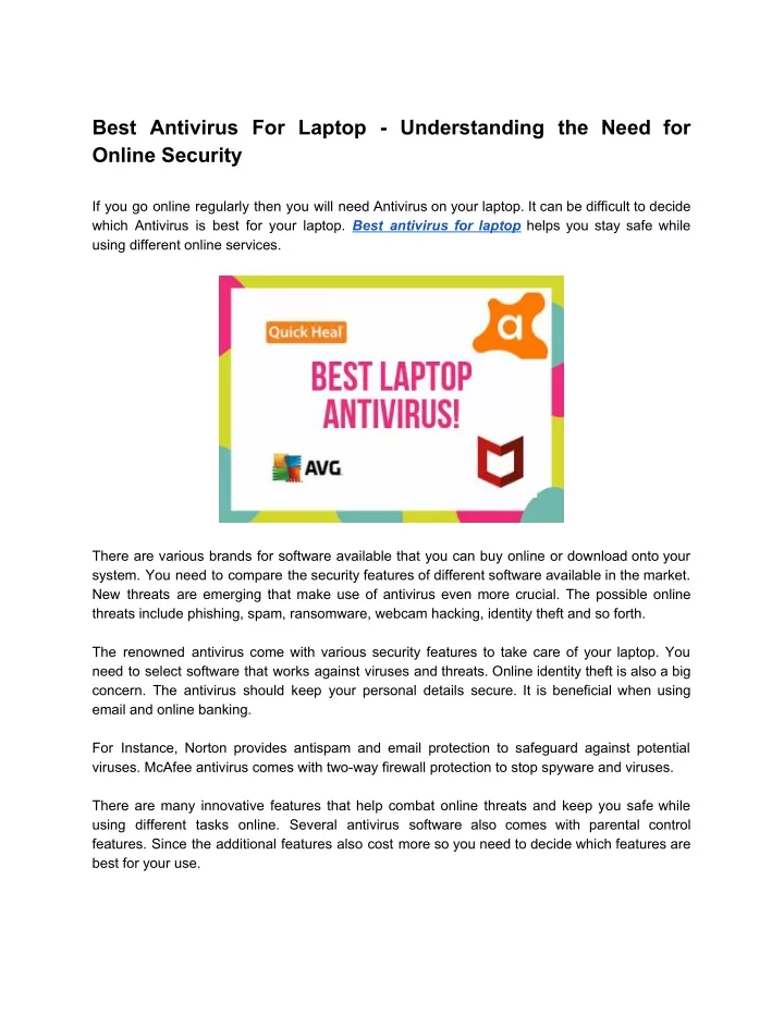 best antivirus for laptop understanding the need