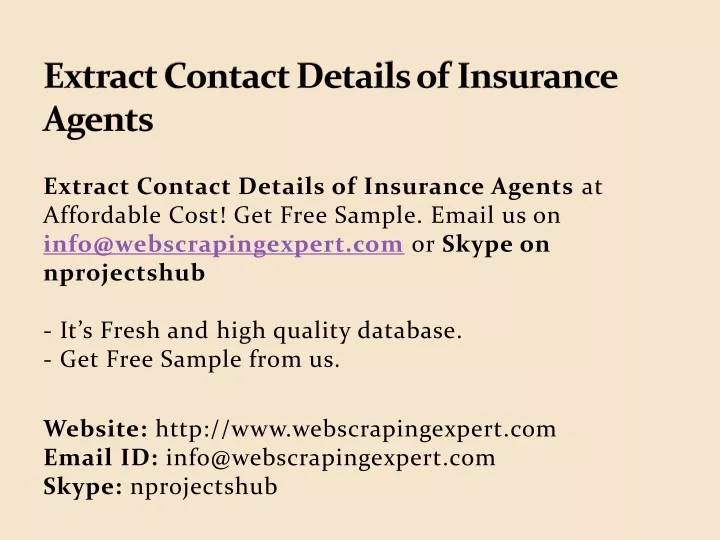 extract contact details of insurance agents
