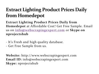 Extract Lighting Product Prices Daily from Homedepot