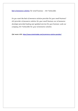 best ecommerce solution for small business