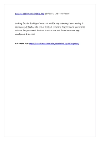 leading ecommerce mobile app company