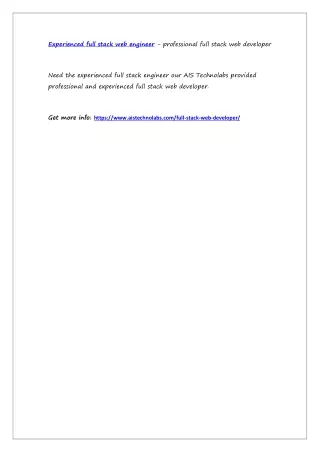 experienced full stack web engineer professional