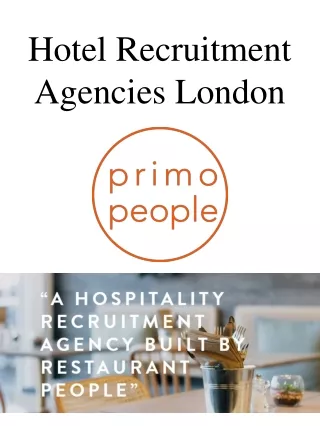 Hotel Recruitment Agencies London