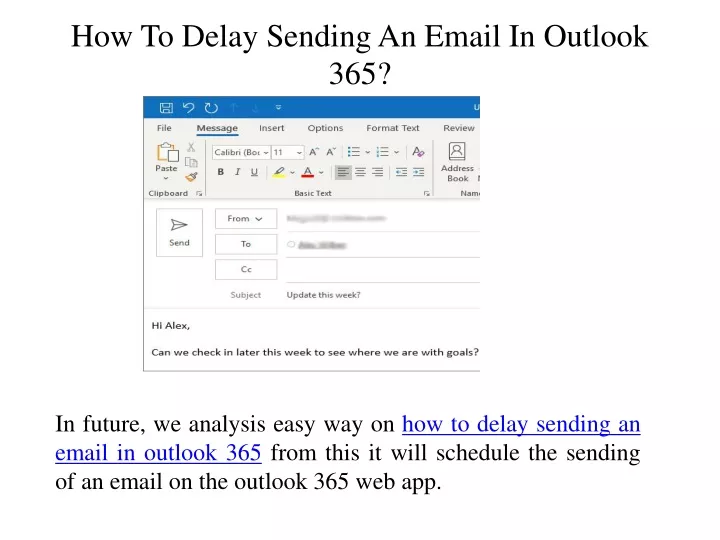 how to delay sending an email in outlook 365