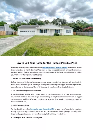 How to Sell Your Home for the Highest Possible Price
