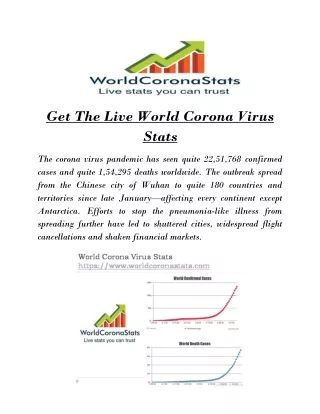 Live COVID 19 Stats | World Corona Virus Stats | Live Corona Stats