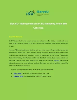 iServeU- Making India Smart By Rendering Smart EMI Collection