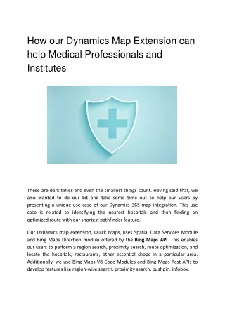 how our dynamics map extension can help medical professionals and institutes